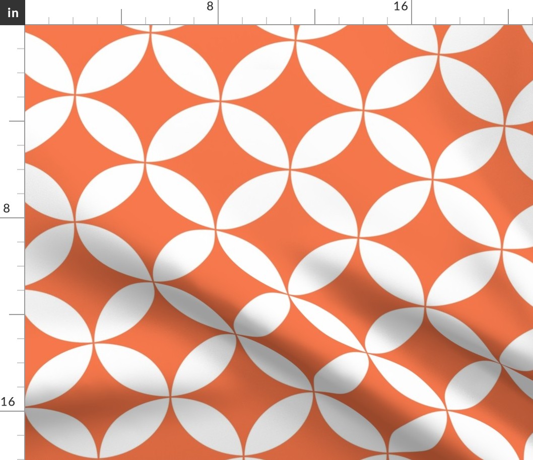  orange and white geometrical circles - floral - nursery - quilt - girls - home decor - minimalistic.