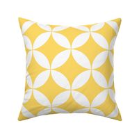 Yellow and white geometrical circles - floral - nursery - quilt - girls - home decor - minimalistic.