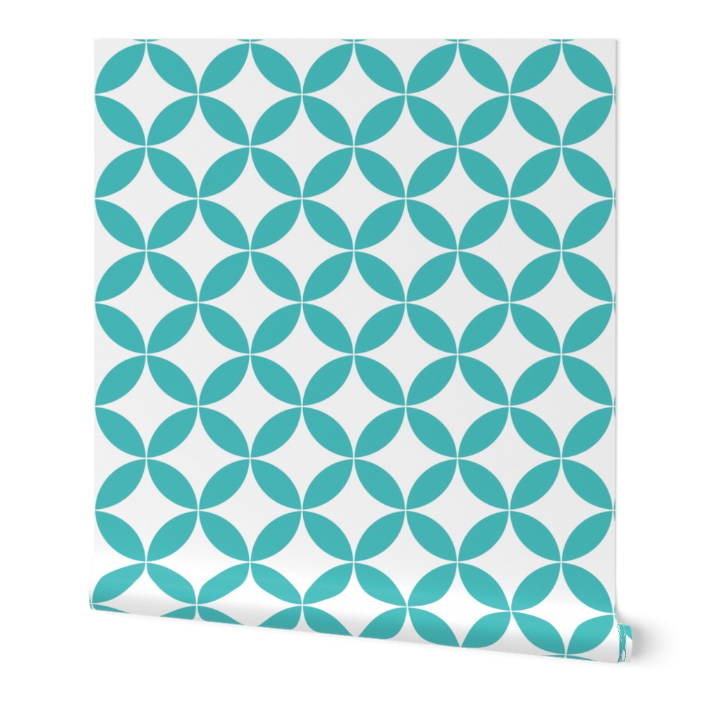 white and green geometrical circles - floral - nursery - quilt - girls - home decor - minimalistic.