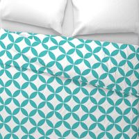 white and green geometrical circles - floral - nursery - quilt - girls - home decor - minimalistic.