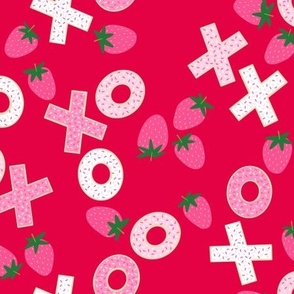XO cookies and strawberries - red