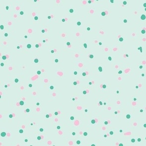 Light pink and mint scattered polka dots