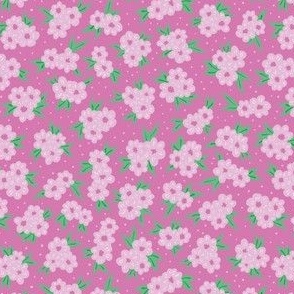 Pink and green ditsy floral