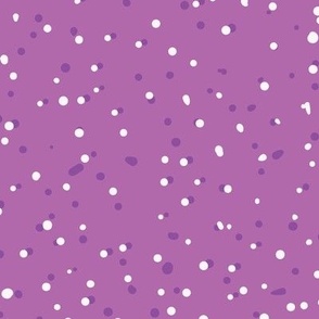 Lilac purple tossed polka dots, purple and cream white polka dots on lilac