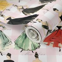 Parisian Gown Sketches –Miss Dior-Pink Plaid  Wallpaper 