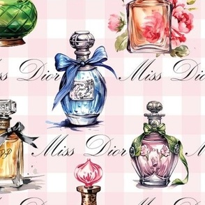Bijoux Parfum de Paris – Miss Dior-Pink Gingham Wallpaper – New 