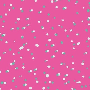 Pink and mint tossed polka dots