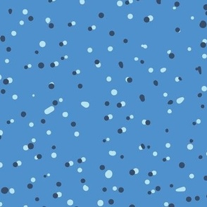 Shades of blue scattered polka dots