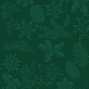 Emerald Green Winter Scene - Monochrome - Cozy Winter Collection