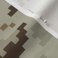 Digital Camouflage in Pixellated Swatches of Kkaki Beige, Olive Drab and Clay Brown