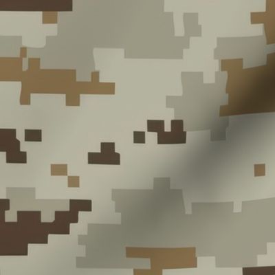 Digital Camouflage in Pixellated Swatches of Kkaki Beige, Olive Drab and Clay Brown
