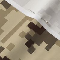 Digital Camouflage in Pixellated Swatches of Kkaki Beige, Clay Brown and Tan