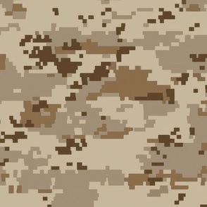 Digital Camouflage in Pixellated Swatches of Kkaki Beige, Tan and Rust