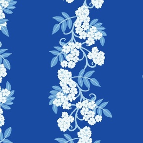 Jumbo Trailing Floral Wallpaper or Duvet on Cobalt Blue