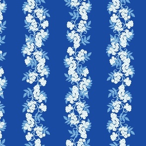 Large Trailing Floral Wallpaper or Duvet on Cobalt Blue