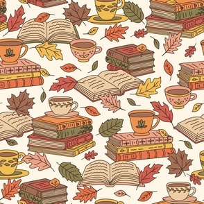 Autumn Reading on Light Beige (Large Scale)