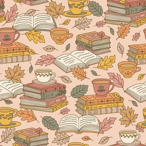 Autumn Reading on Peach (Large Scale)