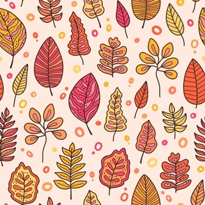 Colorful Leaves in Orange, Pink, & Yellow (Large Scale)