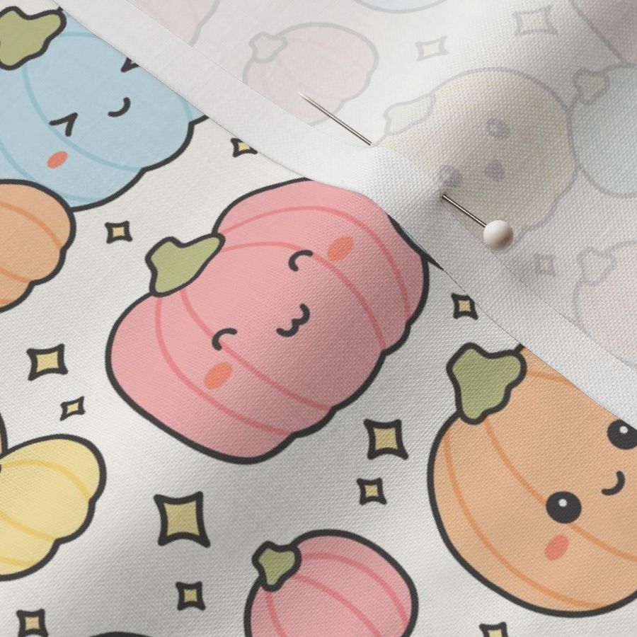 Kawaii Pumpkin on Pale Beige (Medium Scale)