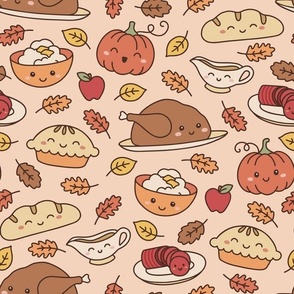 Kawaii Thanksgiving on Peach (Large Scale)
