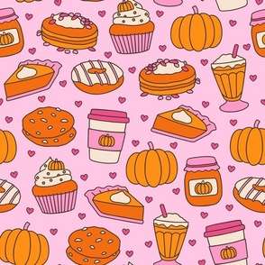 Pumpkin Spice Love on Pink (Large Scale)