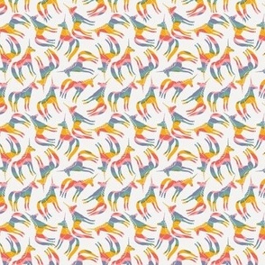 Rainbow Tossed Unicorns on White - Small 3x3