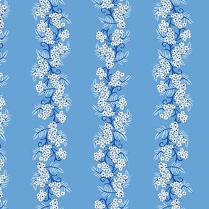 Large Trailing Floral Wallpaper or Duvet on Light Blue 