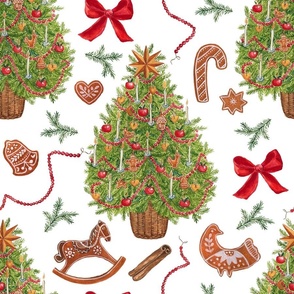 Winter Wonderland Gingerbread Treasures, Christmas Tree on White