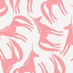 Pink Tossed Unicorns on White - Large 12x12
