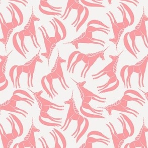Whimsical  Tossed Cupcake Pink Unicorns on White - Medium 6x6