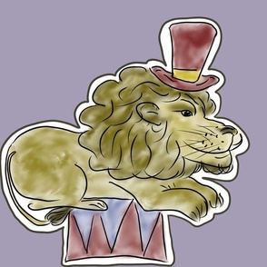 Vintage Circus Theme, Lion. Large Scale. Original Watercolor Artwork