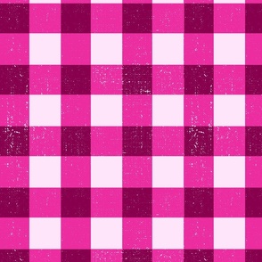 (XL) Pink and Magenta Linen Look Cabincore Buffalo Checks Large