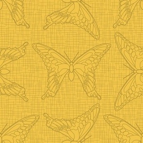 Swallowtail Butterfly Gold Yellow Tone on Tone
