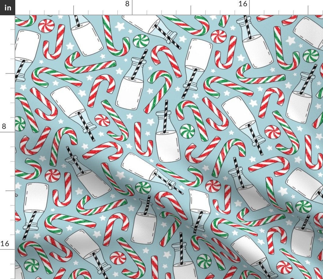 Christmas candy and milk seamless pattern