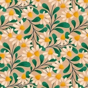  Tangled Daisies on Beige