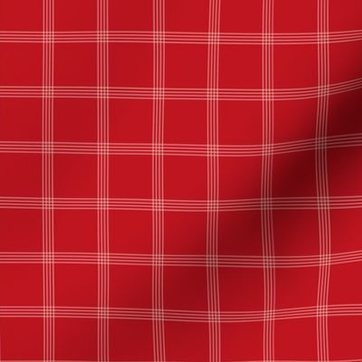 French plaid - Christmas vintage checker traditional cloth for the holidays white on red