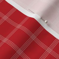 French plaid - Christmas vintage checker traditional cloth for the holidays white on red