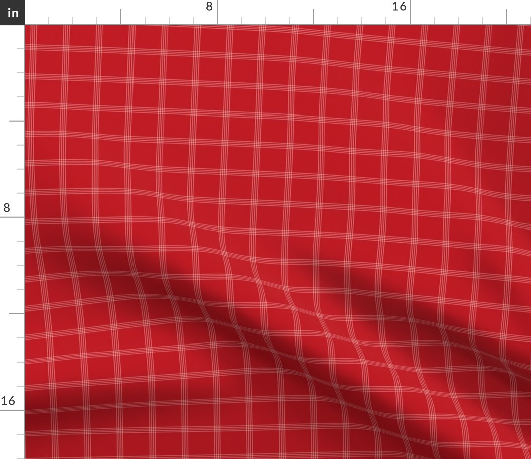 French plaid - Christmas vintage checker traditional cloth for the holidays white on red