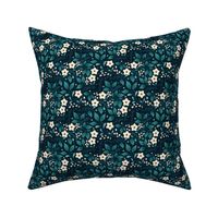 Winter Botanicals Teal on Navy