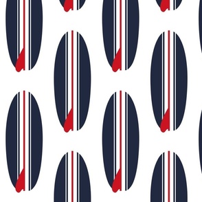  RED, WHITE AND NAVY BLUE CLASSIC SURFBOARDS - LARGE SIZE