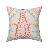 underwater damask coral and gray