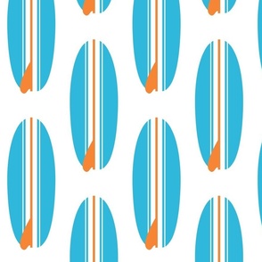 Aqua Ocean Blue and Orange Classic Surfboards - Large Size