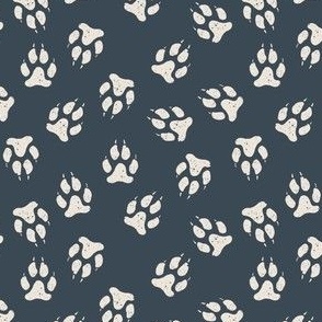 Wolf Print - Block Print Textured Wolf Paw Prints in Black and Off White (Small)
