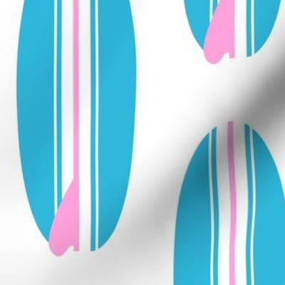 Aqua Ocean Blue and Pink Classic Surfboards -Large Size