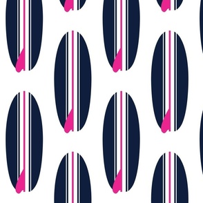 NAVY BLUE AND SURFER GIRL HOT PINK CLASSIC SURFBOARDS - LARGE SIZE
