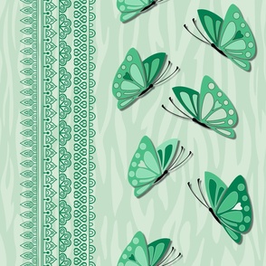 Monochrome green butterflies