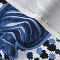 Monochrome Striped Blue Koran Angelfish - Monochromatic Duvet Covers