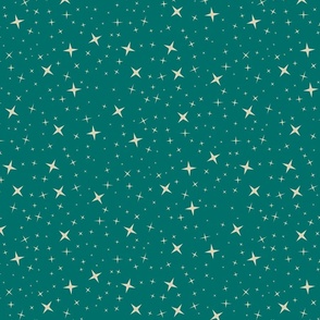 Retro Mid Century Geometric Stars in Teal and Cream