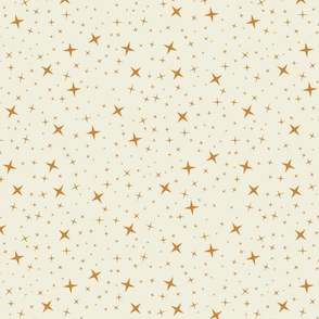 Retro Mid Century Geometric Stars in Orange and Cream