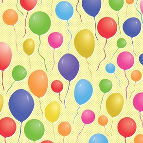 Balloon Party! Yellow, Bright, Celebrate; 6300, v015–up, inspire, red, blue, purple, pink, green, helium, happy birthday, congratulations, circles, dots, polka dots, gift, present, special occasion